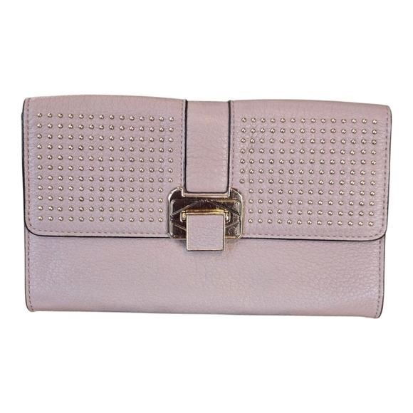 Rebecca Minkoff Cocoa Lavender Leather Silvertone Studded Clutch - Picture 2 of 13